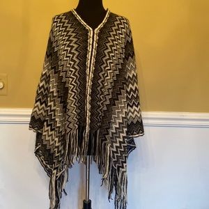 Black, white and gray Poncho